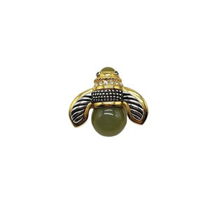 Joan Rivers Faux Jade Clear Crystal Do It Now Bee Pin Brooch Retired